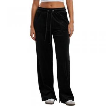 Urban Classics Ladies Velvet Joggers Tracksuit Trousers Black
