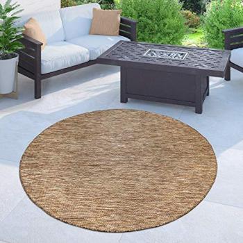 Tapis de Terrasse Rond 80 cm Uni Beige Marron