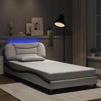 Vidaxl White and Black Bed Frame with LED