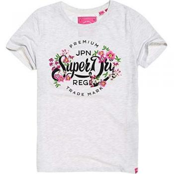 Superdry T-Shirt Femme Premium Script Floral Entry, Grigio