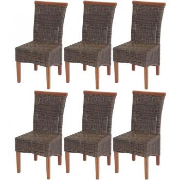 Küchenstühle Sinio – 6 Stück, Rattan, kein Sitzkissen