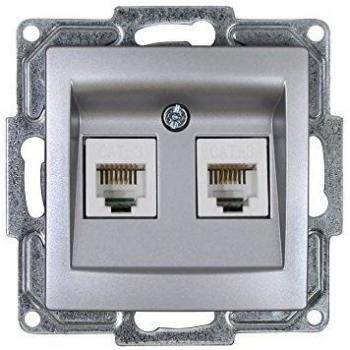 Gunsan Visage 2-fach Telefonsteckdose CAT3 Silber, Taster + Schalter