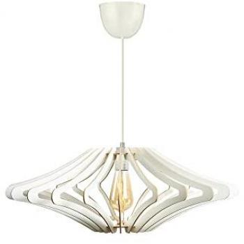 Lámpara de techo Covadonga de diseño especial en MDF blanco, 59x59x55 cm, casquillo E27 Max 45-60W