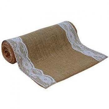 SKYLANTERN Rouleau Toile de Jute Naturelle Dentelle 5 M x 30 cm pour Décor Mariage Champêtre