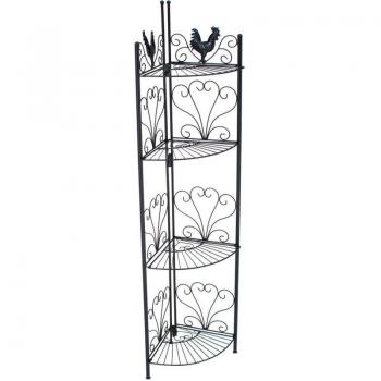 Étagère décorative d'angle pliable en métal noir 151 cm