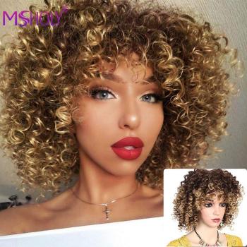 Courte Perruque Afro Ombre Msholy Frangée mixte