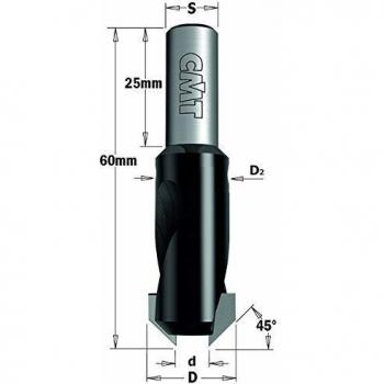 Avellanador de Mango Cilindrico 45 Grado HW Z2 S=8x25 D=4/12 con Engranaje LT60 G, Protector y Estuche