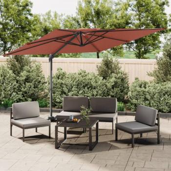 Parasol d'extérieur cantilever à double toit Terre cuite 400x300 cm