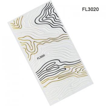5D Nail Decals Black White Gold Irregular Lines ZJT4120