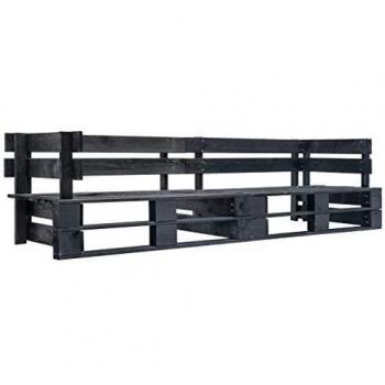 Divano da Giardino a 2 Posti su Pallet Nero in Legno