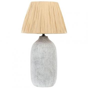 Lampada da Tavolo in Ceramica Grigia 56 cm con Paralume a Cono in Carta Naturale