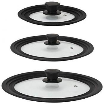Steuber 3er Set Universal Glasdeckel für Töpfe und Pfannen 28/30/32 cm