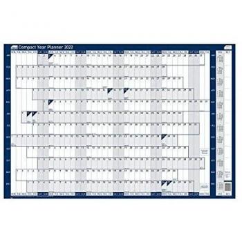 Sasco 2022 Yearly Wall Calendar, Compact Landscape Format – Blue