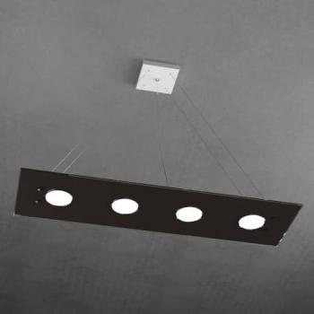 Lampadario Rettangolare Path 4 Luci Vetro Marrone