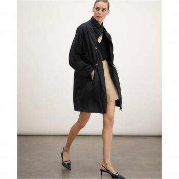 Parka Motivi Náilon para Mujer con Capucha Desmontable y Cintura Elástica