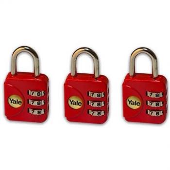 3X Rotes Reiseschloss mit 3-stelliger Sicherheitscode