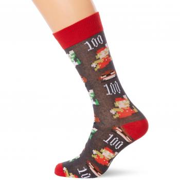 Meroncourt Super Mario Bros. Men's Socks, Pixel Art, 39/42, Multi-Colour, Grey, 7-10
