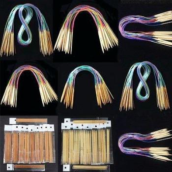 18pcs Bamboo Tube Circular Knitting Needles 40cm