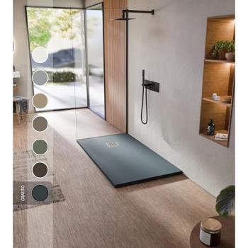 Bellobath Ducha Resina Pizarra Suave 80x80 cm – Antideslizante, con Válvula y Rejilla de Acero, Disponible en Grafito