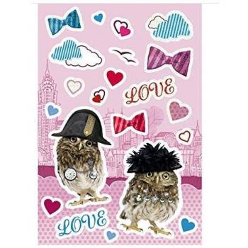 HERMA 3647, Magische Sticker, 84x120 mm, Eulen mit Glitzer, 1 Blatt