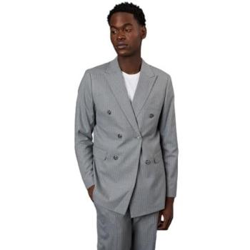 Burton Mid Grey Pinstripe Double‑Breasted Jacket for Men – 40R