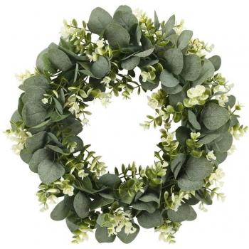 Couronne de plantes en eucalyptus artificiel pour porte d'entrée