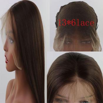 Heat‑Resistant 13×6 Large Lace Front Wig – Dark Brown Straight Synthetic Fiber, Middle Part, Baby Hair for Women