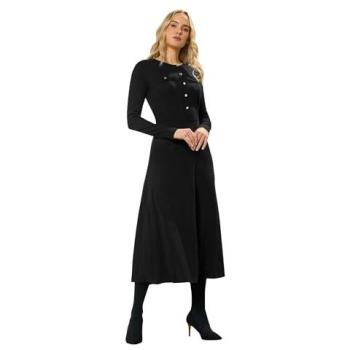 Long Tall Sally Long Tall Sally Black Button A-Line Midaxi Dress Noir 10 Tall