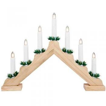 LED-Kerzenbrücke mit 7 Lampen aus Holz