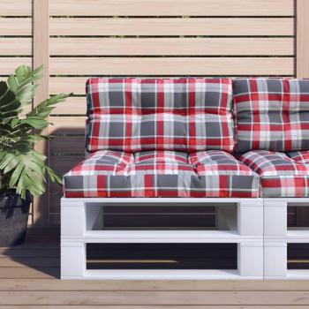 Cuscini per Pallet 2 pz Tessuto Rosso a Quadri
