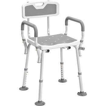 Arm & Back Supporter – HOMCOM Shower Stool (Grey)