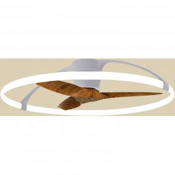 Ventilador Nepal LED plata/nogal