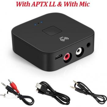 Adaptador Inalámbrico Bluetooth 5.0 (RCA/Jack) con Micrófono y Lectura NFC