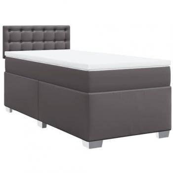 Box Spring Bed with Grey Mattress & Faux Leather by Vidaxl (80x200 cm)