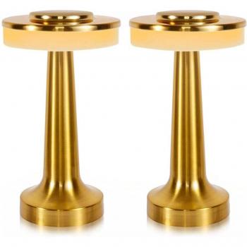 Set de 2 lampes de table chic Doré Métal H21 cm