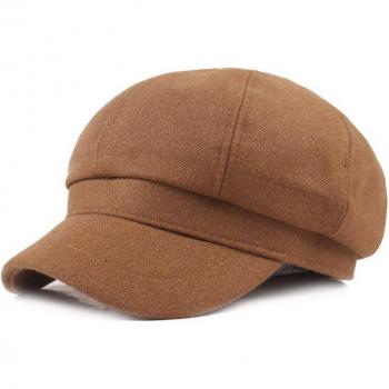 Solid Color Winter Newsboy Cap for Women