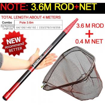 JOSBY Telescópica Red de Aterrizaje, Ultraligero, Poste de Pesca en Carbono