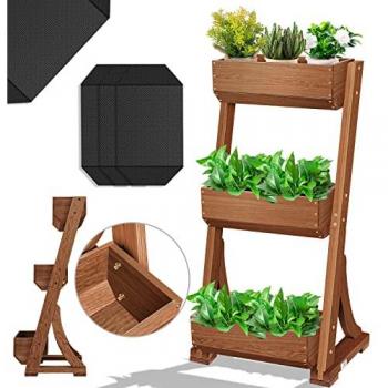 Kesser Letto rialzato a 3 livelli con gradini – fioriera marrone per ortaggi ed erbe fresche