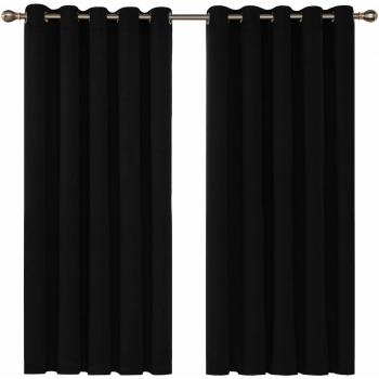 Deconovo Thermal Insulated Room Darkening Curtains for Kids 66 x 72 Inch Black 2 Panels