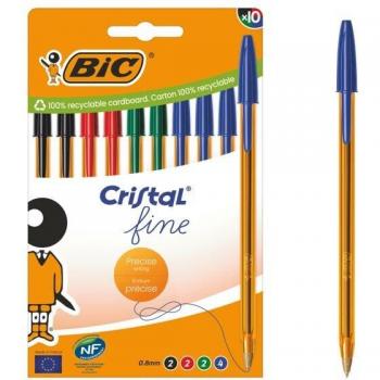 Pack de 10 stylos à bille Cristal Original Fin