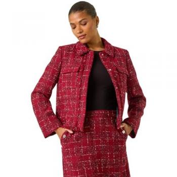 Women's Roman Luxury Boucle Jacket (Wine) Size 18