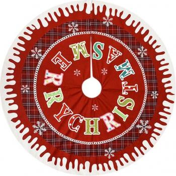 90cm Red Plaid Tree Skirt for Christmas