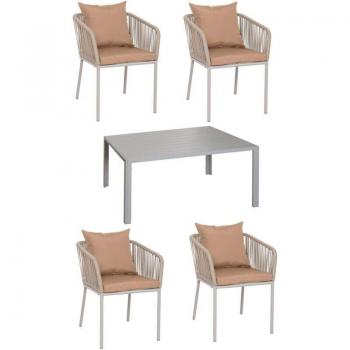 Tavolo Salotto Set 140x80 Alluminio Intrecciato
