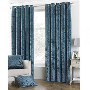 Velvet Teal Curtain, Eyelet Style – Paoletti Verona