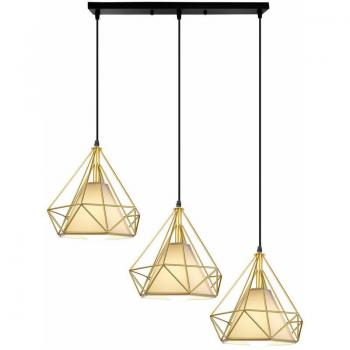 Haut-parleur lumineux E27, suspension décorative dorée/noire