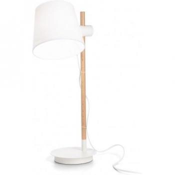 Lámpara de Escritorio Axel Wood 1 Luz E27, Pantalla Cónica Blanca 66 cm