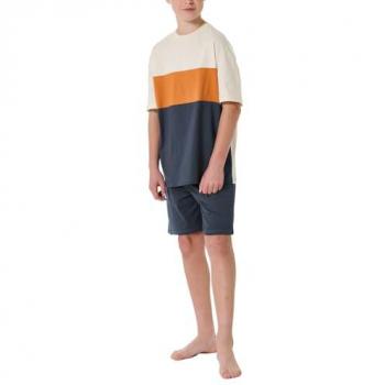 Schießer Schlafanzug Kurz 176 cm – Bio-Baumwolle, grauer Streifen