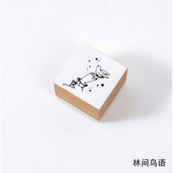 Timbre vintage en bois pour bricolage papillon