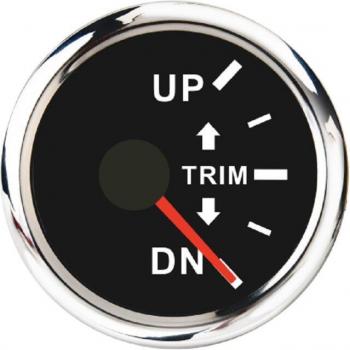 Inboard Outboard Engine Trim Gauge 52mm White Dial with Red Backlight