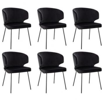 Set di 6 Sedi Amara Velluto Nero – Home Deluxe Dining